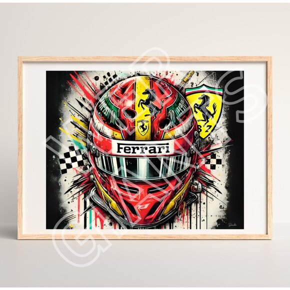 F1 FERRARI Helmet 20x16 Poster - Picture 1 of 2